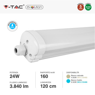 V-Tac Evolution VT-1524 Tubo LED Plafoniera 24W Lampadina SMD