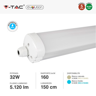 V-Tac Evolution VT-1532 Tubo LED Plafoniera 32W Lampadina SMD