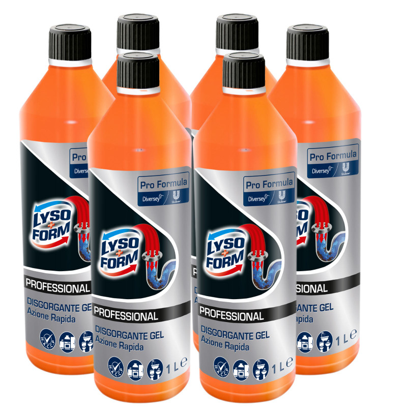 Lysoform Professional Disgorgante Gel Azione Rapida - 6 Flaconi da 1 Litro