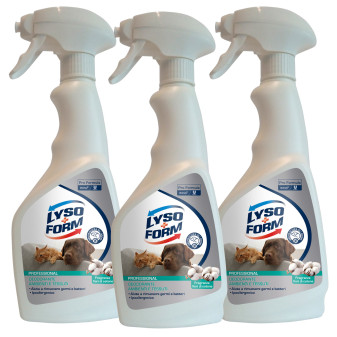 Lysoform Professional Deodorante Spray per Ambienti e Tessuti Profumo Fiori di Cotone - 3 Flaconi