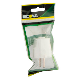 Ecova Spina Singola Schuko 16A con Uscita Cavo Dritta Colore Bianco - mod. 30021