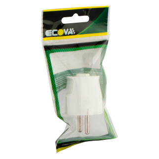 Ecova Spina Singola Schuko 16A con Uscita Cavo Dritta Colore Bianco - mod. 30021
