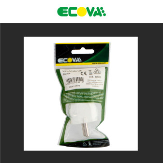 Ecova Spina Singola Schuko 16A con Uscita Cavo Dritta Colore Bianco - mod. 30021