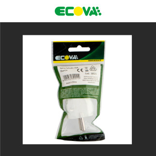 Ecova Spina Singola Schuko 16A con Uscita Cavo Dritta Colore Bianco - mod. 30021