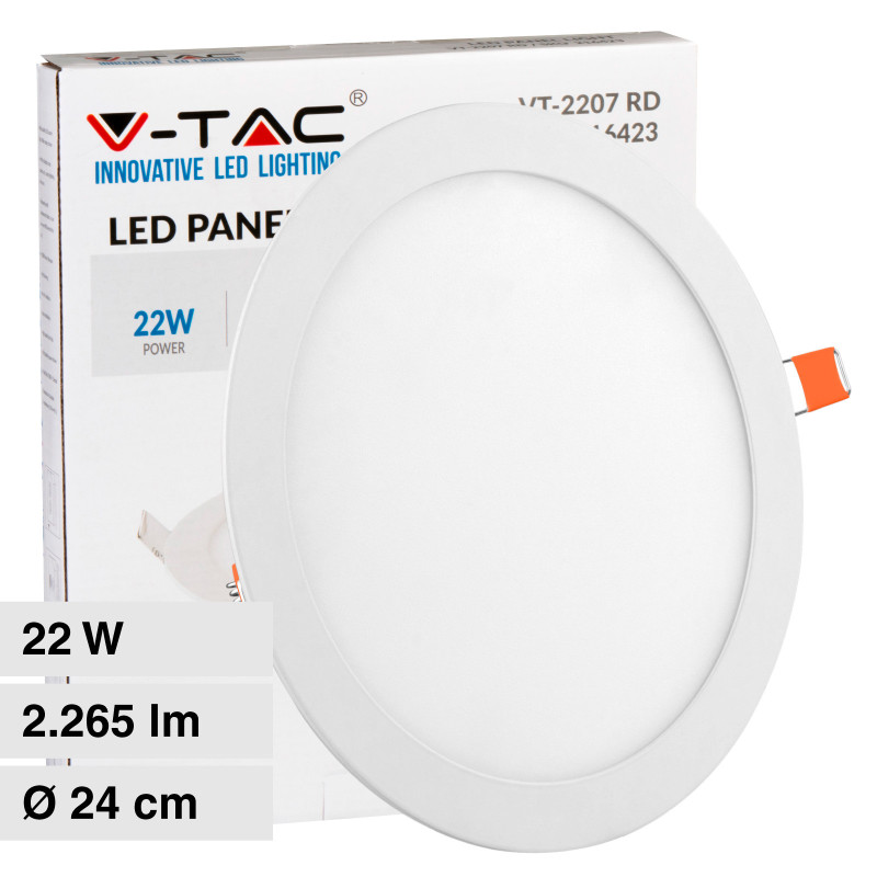 V-Tac VT-2207 Pannello LED Rotondo 22W SMD da Incasso con