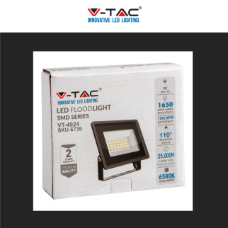 V-Tac VT-4924 Faro LED Floodlight 20W SMD IP65 Colore Nero -