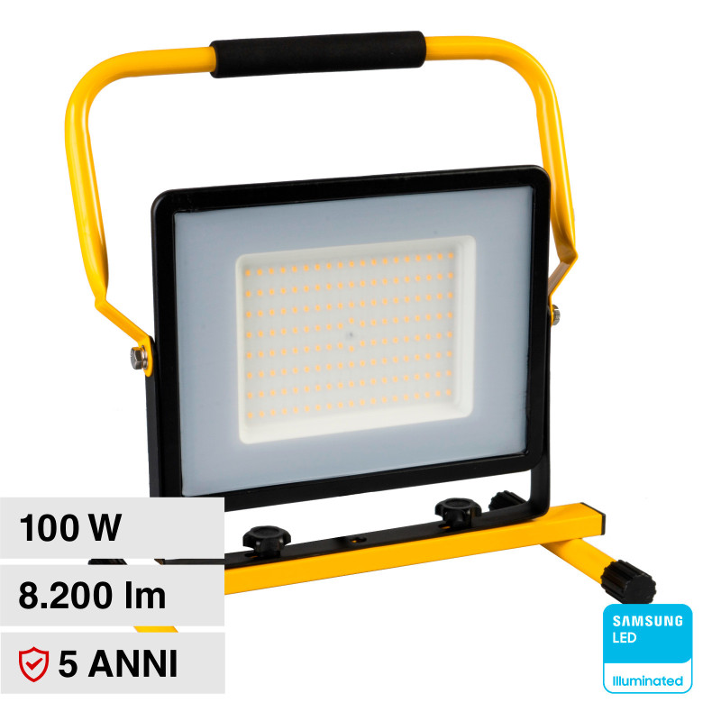 V-Tac VT-109 Faro LED Floodlight 100W Portatile SMD IP65 Chip