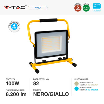 V-Tac VT-109 Faro LED Floodlight 100W Portatile SMD IP65 Chip