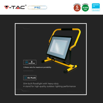 V-Tac VT-109 Faro LED Floodlight 100W Portatile SMD IP65 Chip