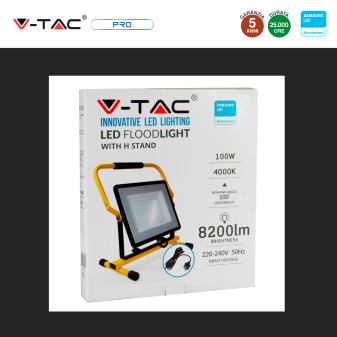 V-Tac VT-109 Faro LED Floodlight 100W Portatile SMD IP65 Chip