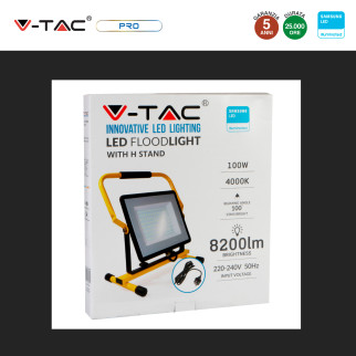 V-Tac VT-109 Faro LED Floodlight 100W Portatile SMD IP65 Chip