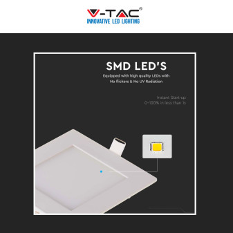 V-Tac VT-607 Pannello LED Quadrato 6W SMD da Incasso con Driver