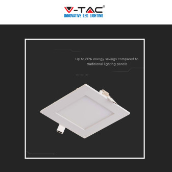 V-Tac VT-607 Pannello LED Quadrato 6W SMD da Incasso con Driver