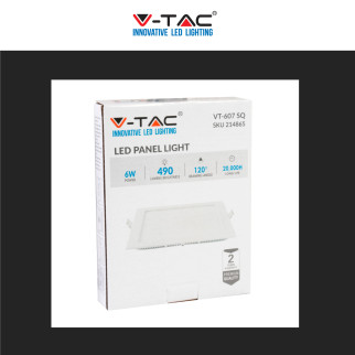 V-Tac VT-607 Pannello LED Quadrato 6W SMD da Incasso con Driver