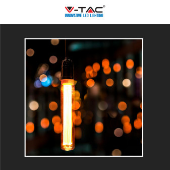 V-Tac VT-2162 Lampadina LED E27 2W Bulb T30 Tubolare SMD Art Filament in Vetro Ambrato - SKU 217473