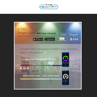 V-Tac Smart VT-5114 Lampadina LED Wi-Fi E14 4.8W Candle Bulb C37 Candela RGB+W Changing Color CCT Dimmerabile