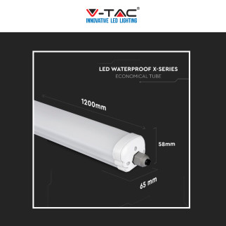 V-Tac VT-1249 Tubo LED Plafoniera 36W Lampadina SMD IP65 120cm