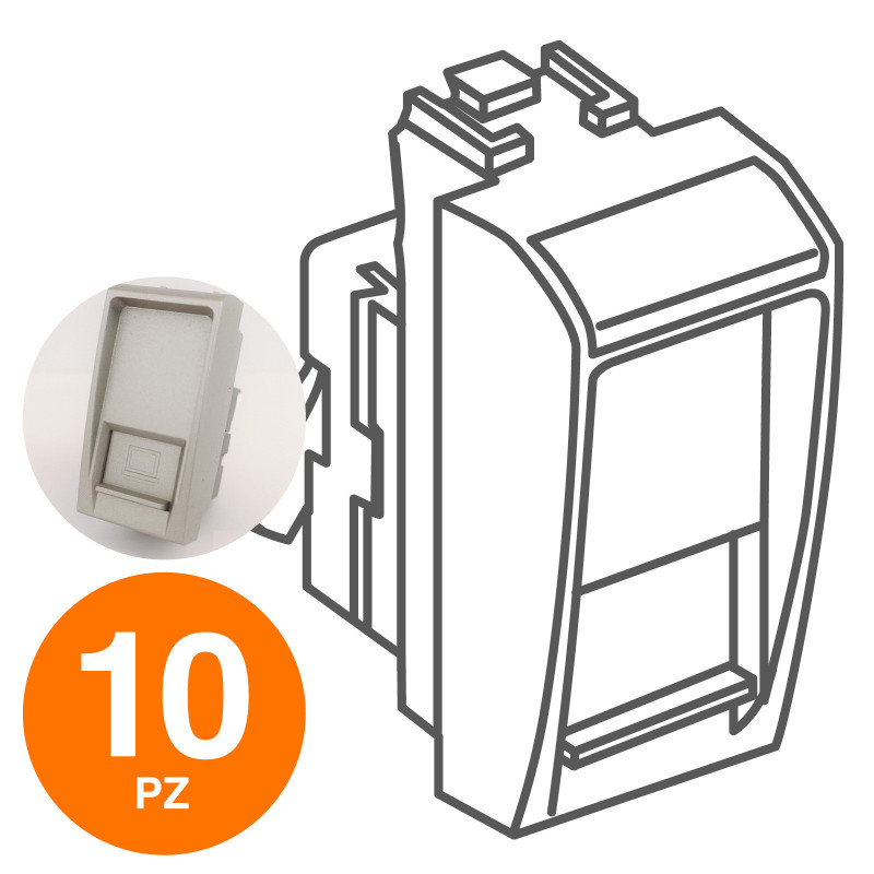 MAPAM Connettore Rete Rj45 8 Pin 5E Alluminio - Confezione 10pz - mod. 823A - Compatibile con