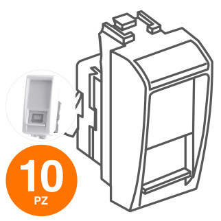 MAPAM Connettore Rete Rj45 8 Pin 5E Bianco - Confezione 10pz - mod. 823B - Compatibile con BTicino