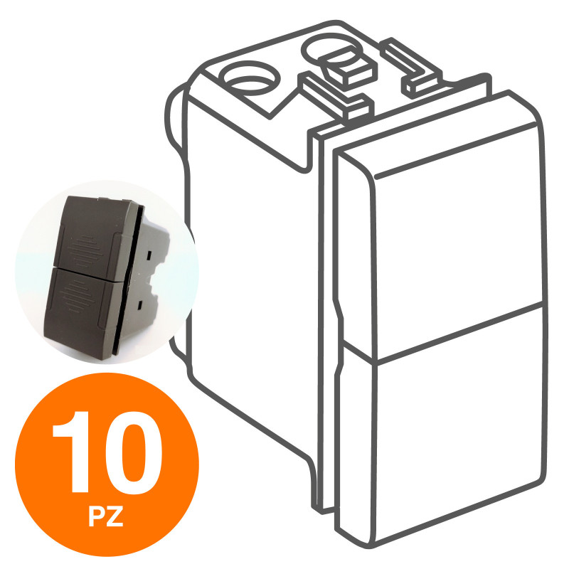 MAPAM Doppio Pulsante (10A-250V) ART Nero - Confezione 10pz - mod. 827N - Compatibile con BTicino