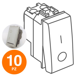 MAPAM Interruttore Bipolare 01 (16A-250V) ART Alluminio - Confezione 10pz - mod. 802A - Compatibile