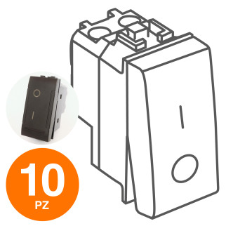 MAPAM Interruttore Bipolare 01 (16A-250V) ART Nero - Confezione 10pz - mod. 802N - Compatibile con