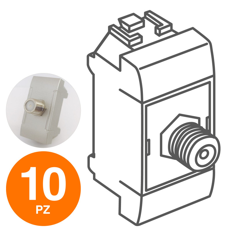 MAPAM Presa Satellitare ART 1P Alluminio - Confezione 10pz - mod. 825A - Compatibile con BTicino