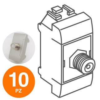 MAPAM Presa Satellitare ART 1P Alluminio - Confezione 10pz - mod. 825A - Compatibile con BTicino
