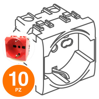 MAPAM Presa Schuko (16A-250V) ART Rosso per linea emergenza Rosso - Confezione 10pz - mod. 814R -