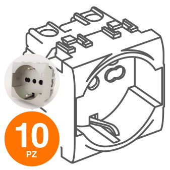 MAPAM Presa Schuko Unel (16A-250V) ART Alluminio - Confezione 10pz - mod. 814A - Compatibile con