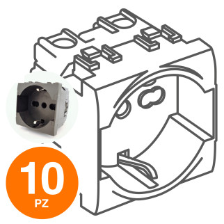 MAPAM Presa Schuko Unel (16A-250V) ART Nero - Confezione 10pz - mod. 814N - Compatibile con BTicino