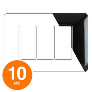 MAPAM Placca Tecnopolimero ART 3P Nero - Confezione 10pz - mod. 8003-02 - Compatibile con BTicino