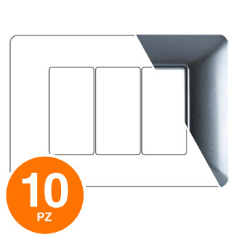 MAPAM Placca Tecnopolimero ART 3P Grigio Scuro - Confezione 10pz - mod. 8003-08 - Compatibile con