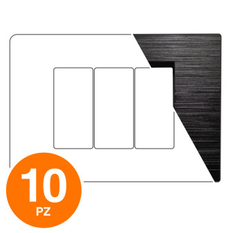 MAPAM Placca Tecnopolimero Spazzolato ART 3P Nero - Confezione 10pz - mod. 8003SL-2 - Compatibile