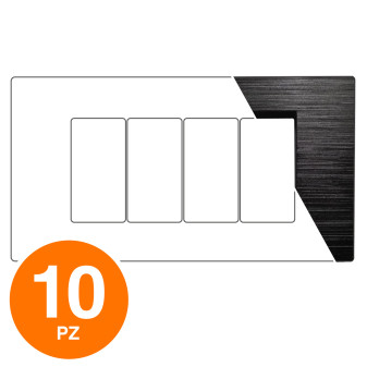 MAPAM Placca Tecnopolimero Spazzolato ART 4P Nero - Confezione 10pz - mod. 8004SL-2 - Compatibile