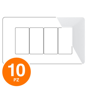 MAPAM Placca Tecnopolimero ART 4P Bianca - Confezione 10pz - mod. 8004-01 - Compatibile con BTicino