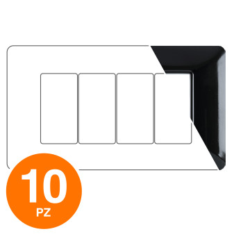 MAPAM Placca Tecnopolimero ART 4P Nero - Confezione 10pz - mod. 8004-02 - Compatibile con BTicino