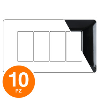 MAPAM Placca Tecnopolimero ART 4P Nero - Confezione 10pz - mod. 8004-02 - Compatibile con BTicino