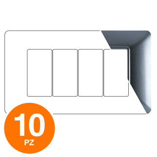 MAPAM Placca Tecnopolimero ART 4P Grigio Scuro - Confezione 10pz - mod. 8004-08 - Compatibile con