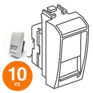 MAPAM Connettore Di Rete Rj45 GEM Bianco - Confezione 10pz - mod. 627B - Compatibile con Vimar PLANA