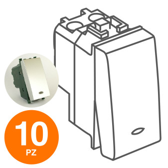 MAPAM Deviatore Spia GEM Alluminio - Confezione 10pz - mod. 663A - Compatibile con Vimar PLANA