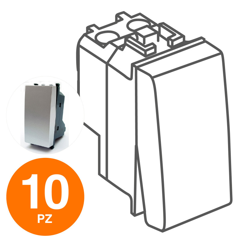 MAPAM Deviatore Unipolare (16A-250V) GEM Alluminio - Confezione 10pz - mod. 603A - Compatibile con