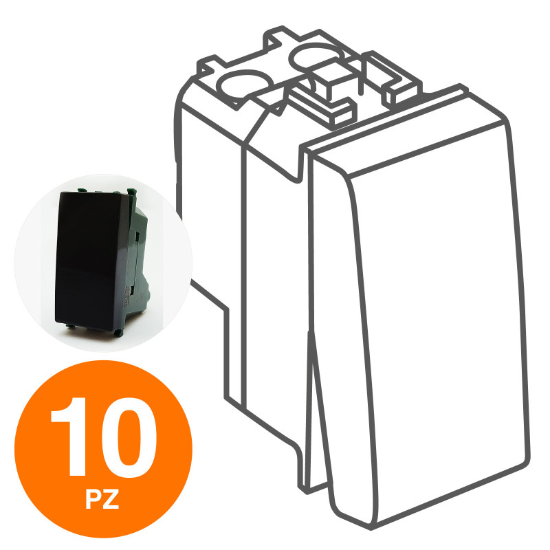 MAPAM Deviatore Unipolare (16A-250V) GEM Nero - Confezione 10pz - mod. 603N - Compatibile con Vimar