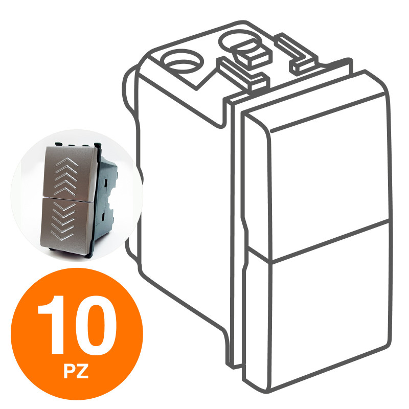 MAPAM Doppio Pulsante GEM Alluminio - Confezione 10pz - mod. 622A - Compatibile con Vimar PLANA