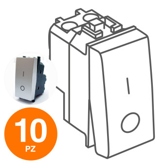 MAPAM Interruttore Bipolare 01 (16A-250V) GEM Alluminio - Confezione 10pz - mod. 602A - Compatibile
