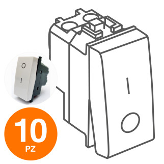 MAPAM Interruttore Bipolare 01 (16A-250V) GEM Bianco - Confezione 10pz - mod. 602B - Compatibile