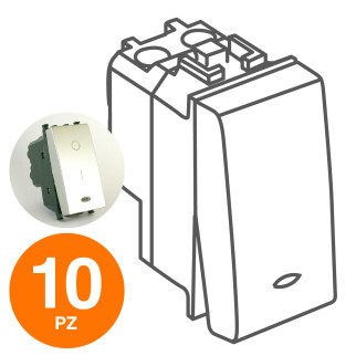 MAPAM Interruttore Bipolare Spia (16A-250V) GEM Alluminio - Confezione 10pz - mod. 662A -