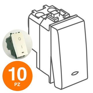 MAPAM Interruttore Bipolare Spia (16A-250V) GEM Bianco - Confezione 10pz - mod. 662B - Compatibile