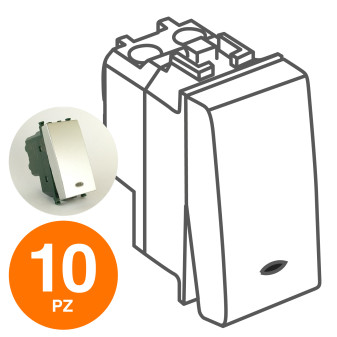 MAPAM Interruttore Spia (16A-250V) GEM Alluminio - Confezione 10pz - mod. 661A - Compatibile con