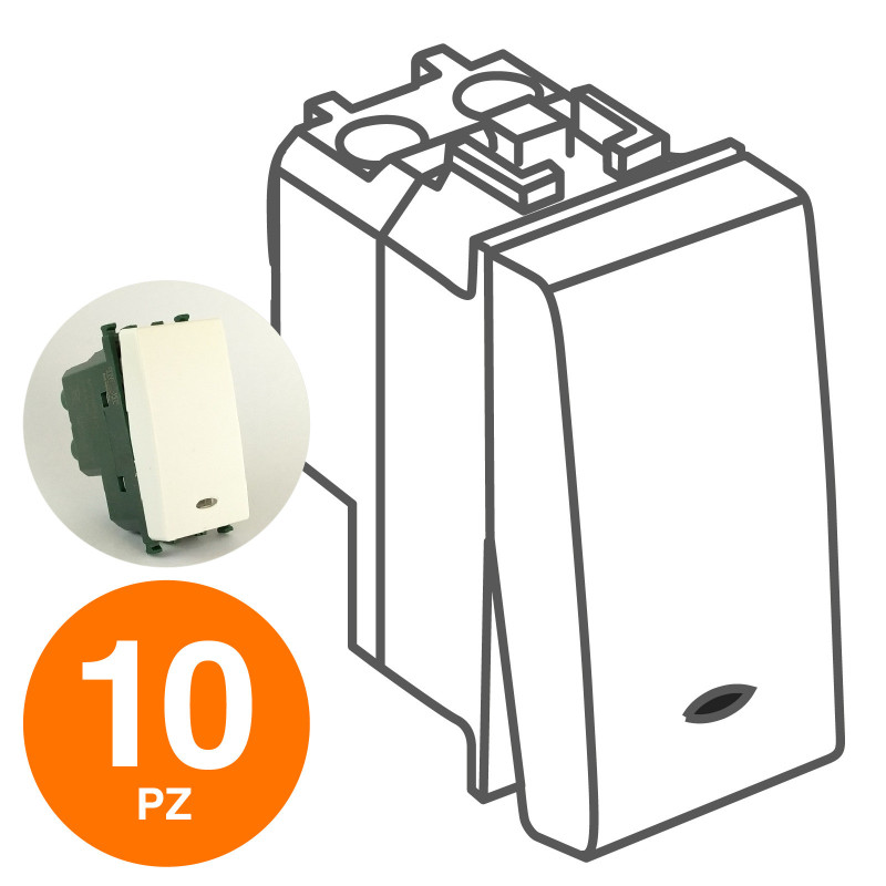 MAPAM Interruttore Spia (16A-250V) GEM Bianco - Confezione 10pz - mod. 661B - Compatibile con Vimar